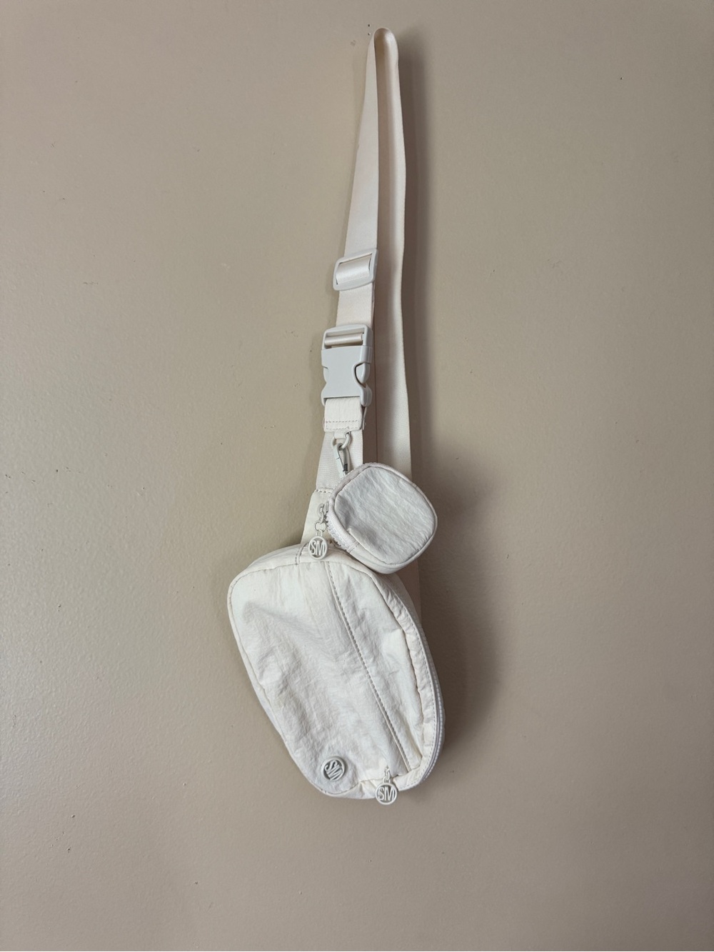 Steve Madden White Crossbody Belt Bag with Coin Pouch